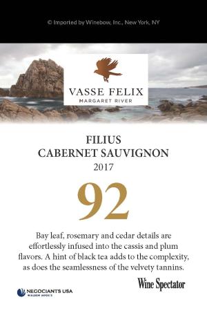 Vasse Felix Filius Cabernet Sauvignon 2017 Shelf Talker (92 - WS)