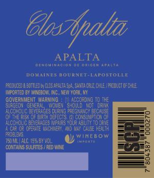 Clos Apalta Apalta Back Label