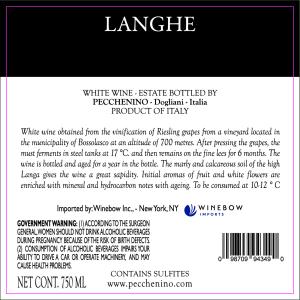 Pecchenino Langhe Riesling Back Label | Winebow