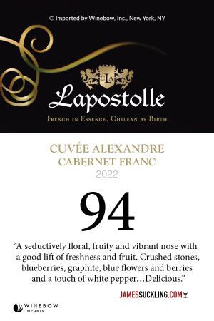Lapostolle Cuvée Alexandre Cabernet Franc 2022 Shelf Talker (94 JS)