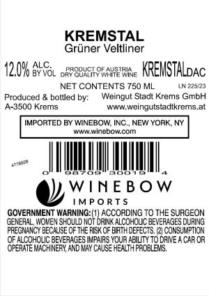 Stadt Krems Gruner Veltliner Kremstal Back Label