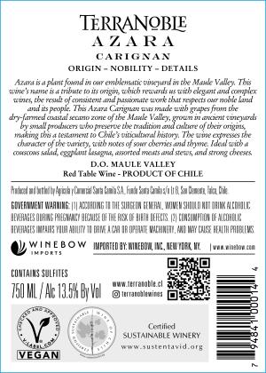 TerraNoble Azara Carignan Back Label