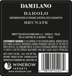 Damilano Barolo Brunate Back Label