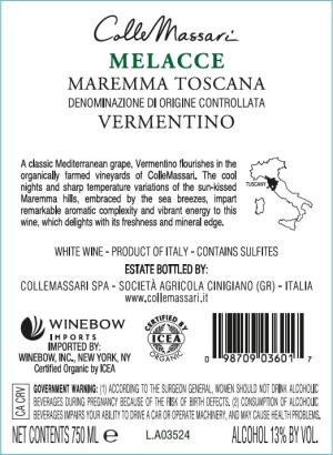 ColleMassari Melacce Back Label