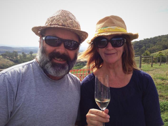 Photo of Timo and Rhonda in the Vineyard